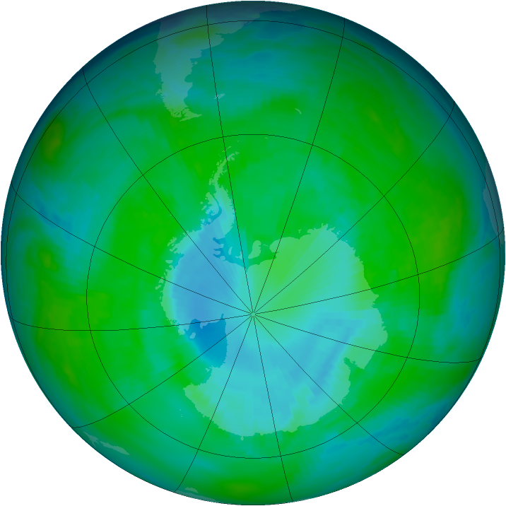 Antarctic ozone map for 13 December 1997